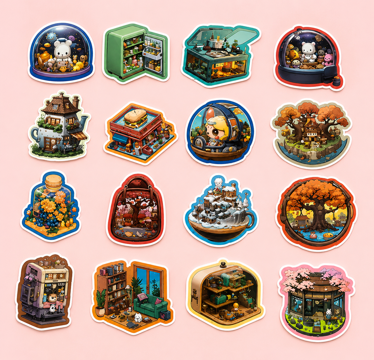 Miniature Worlds Sticker Pack | Cute Collectible Stickers