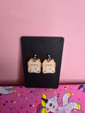 Kitty Toast Drop Earrings | Kawaii Cat Drop Earrings | Hand-Assembled in New Zealand