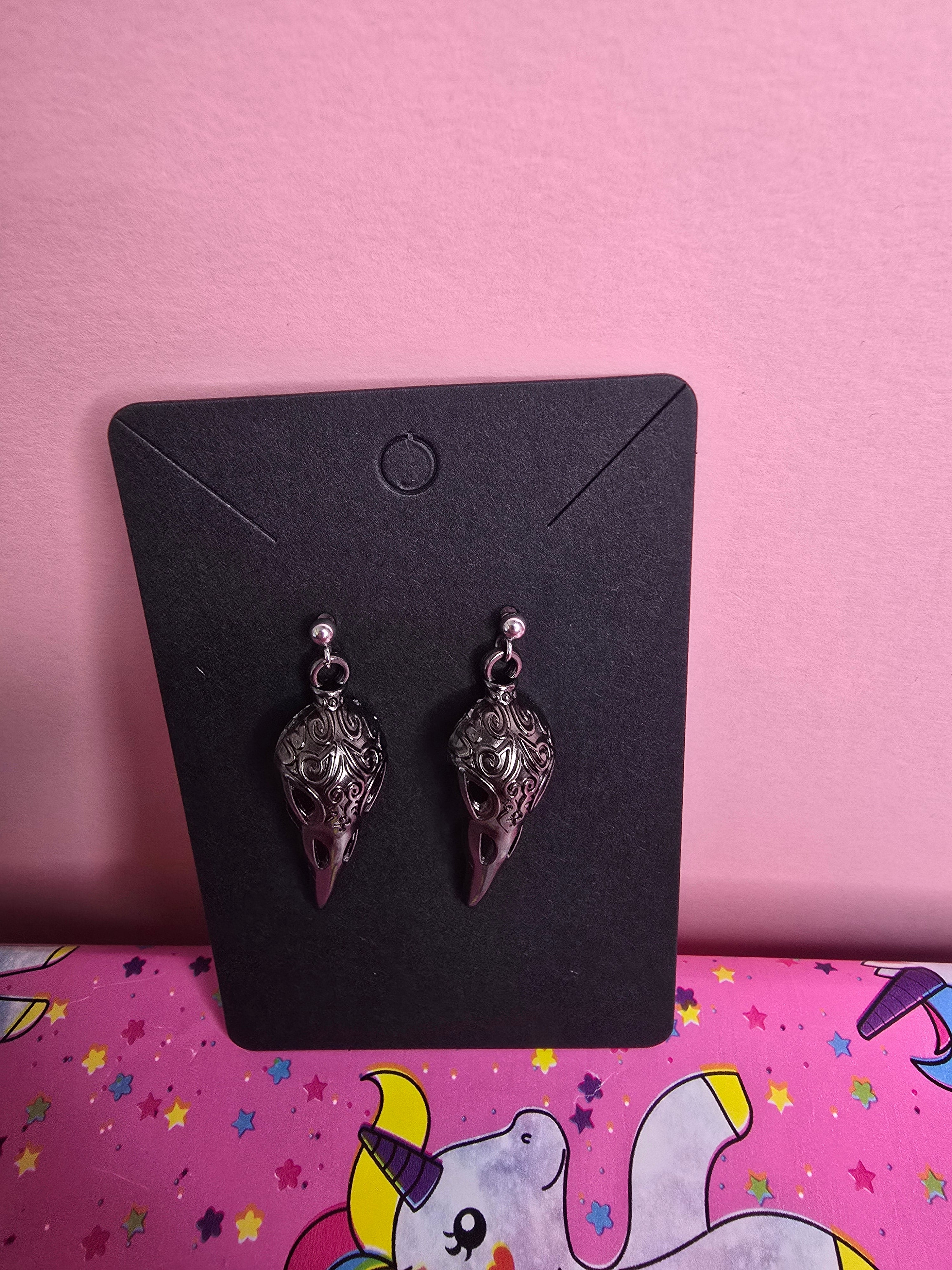 Raven Drop Earrings | Gothic Crow Earrings | Hand-Assembled in New Zealand