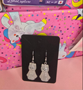 White Ghost Cat Earrings | Cute Kawaii Cat Dangle Earrings