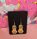 Orange Ghost Cat Earrings | Cute Kawaii Cat Dangle Earrings