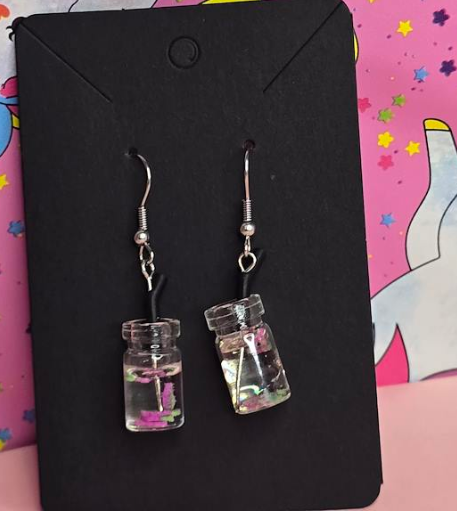 Grape Fruit Drink Earrings | Cute Kawaii Mini Drink Dangle Earrings | Hand-Assembled in NZ