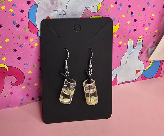 Kiwifruit Fruit Drink Earrings | Cute Kawaii Mini Drink Dangle Earrings | Hand-Assembled in NZ