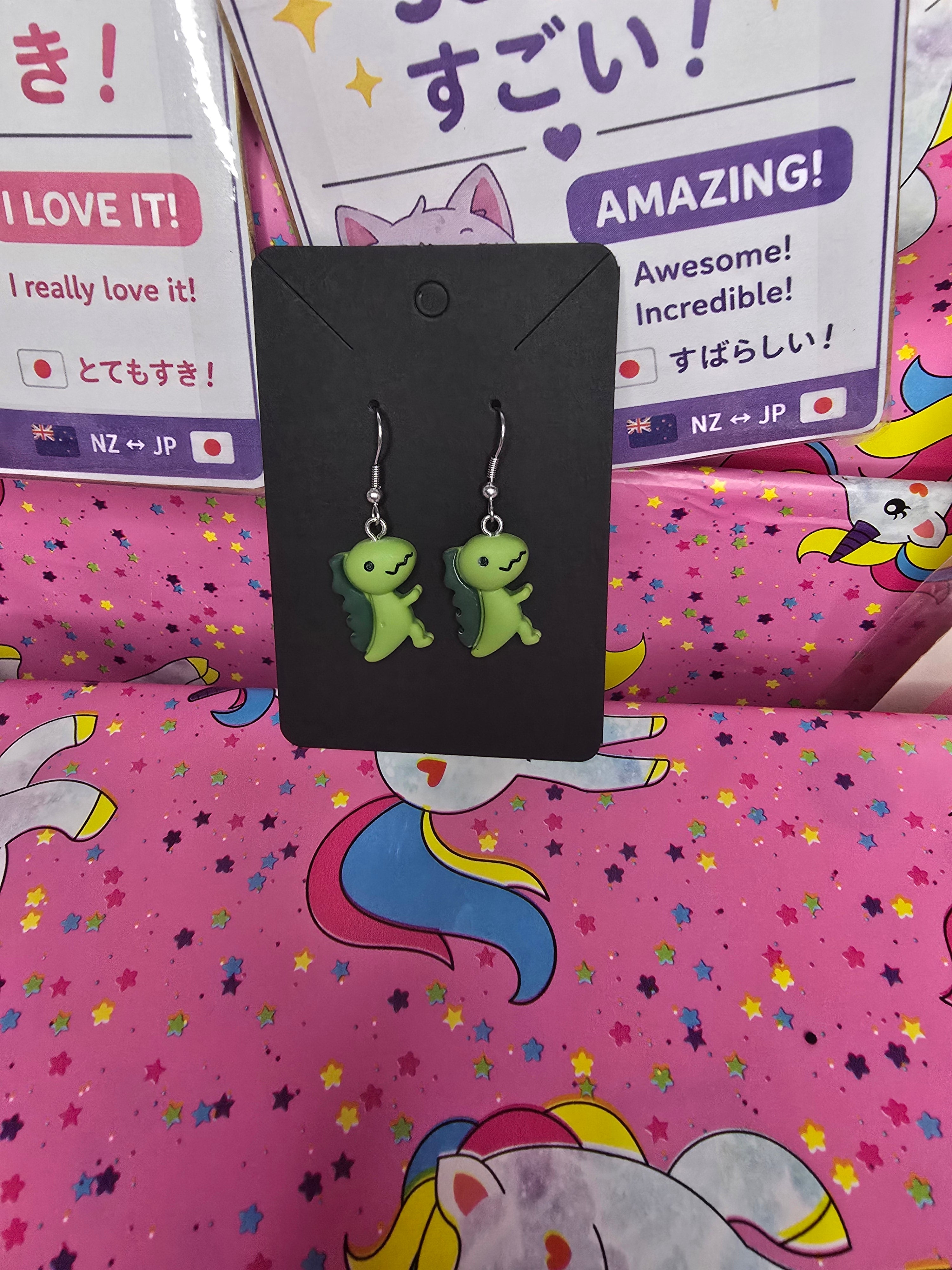 Tiny Rawrs™ Forest Rawr Dinosaur Earrings | Cute Handmade Kawaii Dino Jewellery