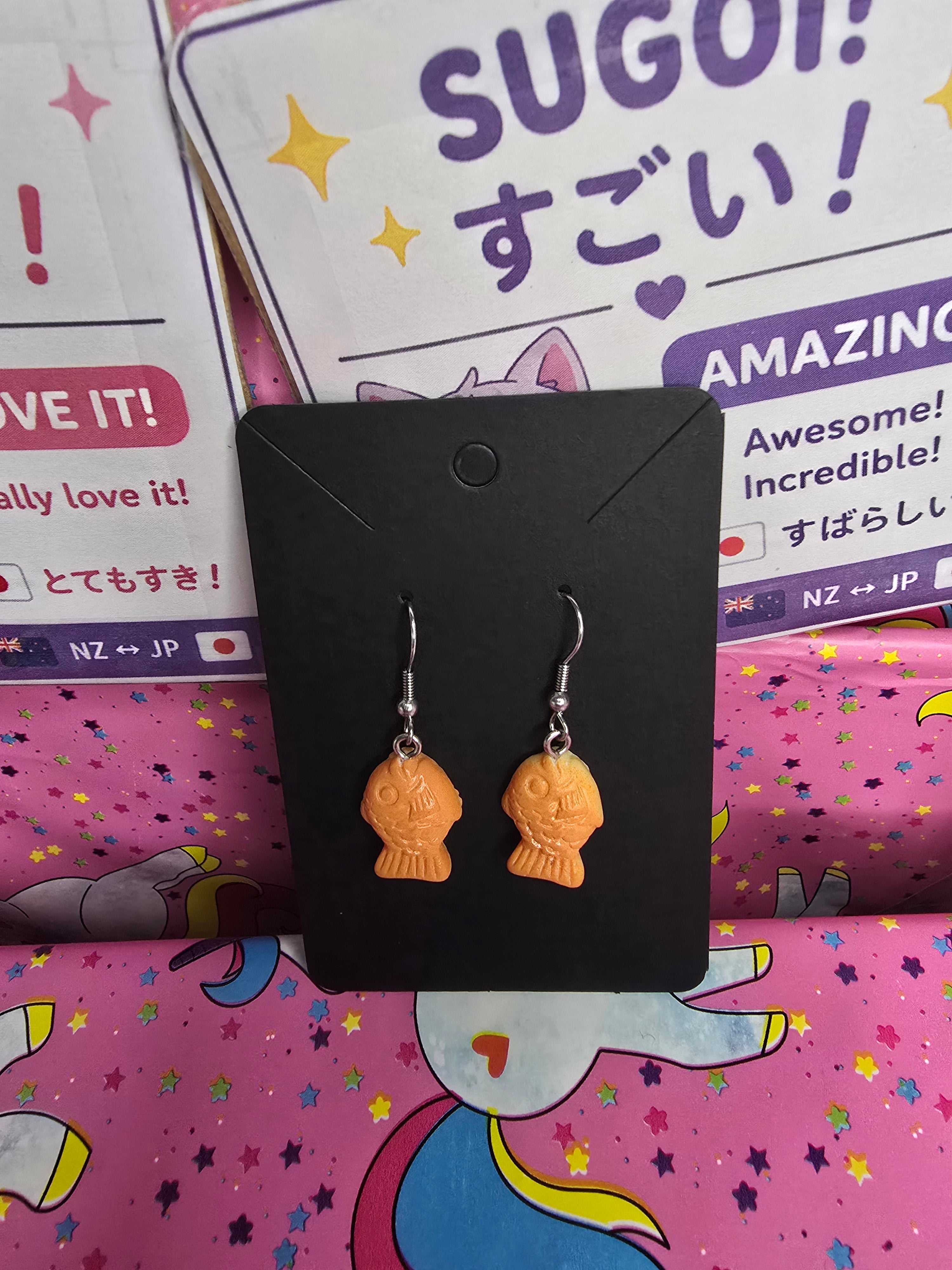 Kawaii Taiyaki Dreams Earrings 🐟 Earrings | Cute Japanese Food Dangle Earrings | Lightweight Handmade Resin Earrings | Anime & J-Fashion Gift